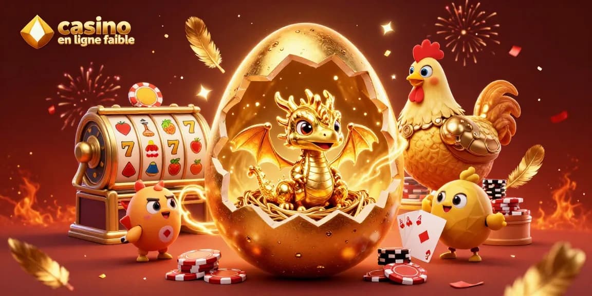 Illustration dynamique de dragon d'or sur des jetons de poker pour casino en ligne fiable