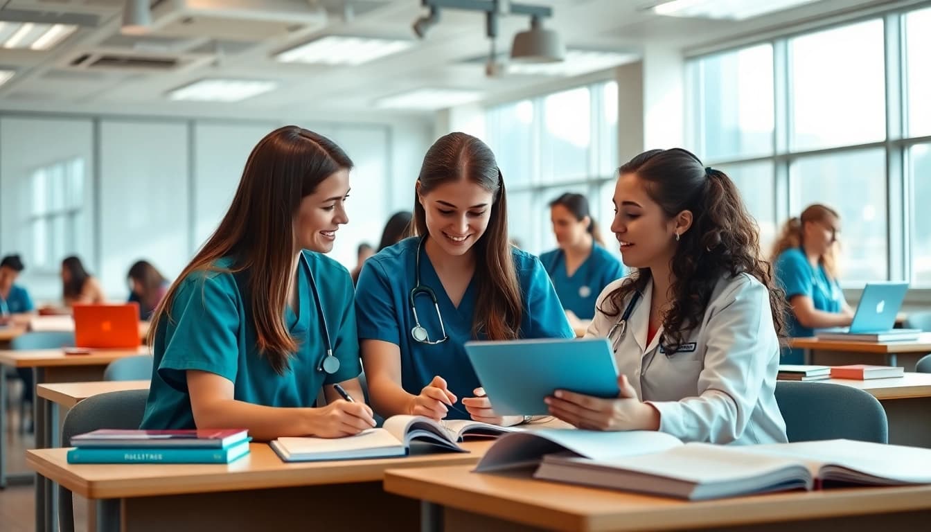 Students studying together at the Houston Trusted Nclex review center with focused energy and modern resources.
