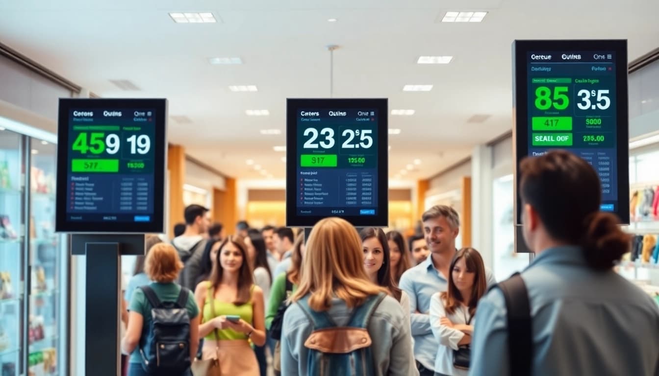 Visualize queue detection software optimizing customer flow in a retail environment.