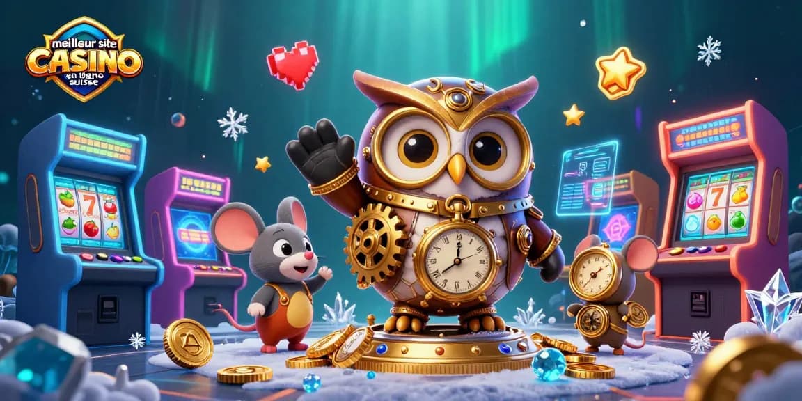 Illustrez le meilleur site casino en ligne suisse avec des machines à sous colorées et des éléments de jeux dynamiques.