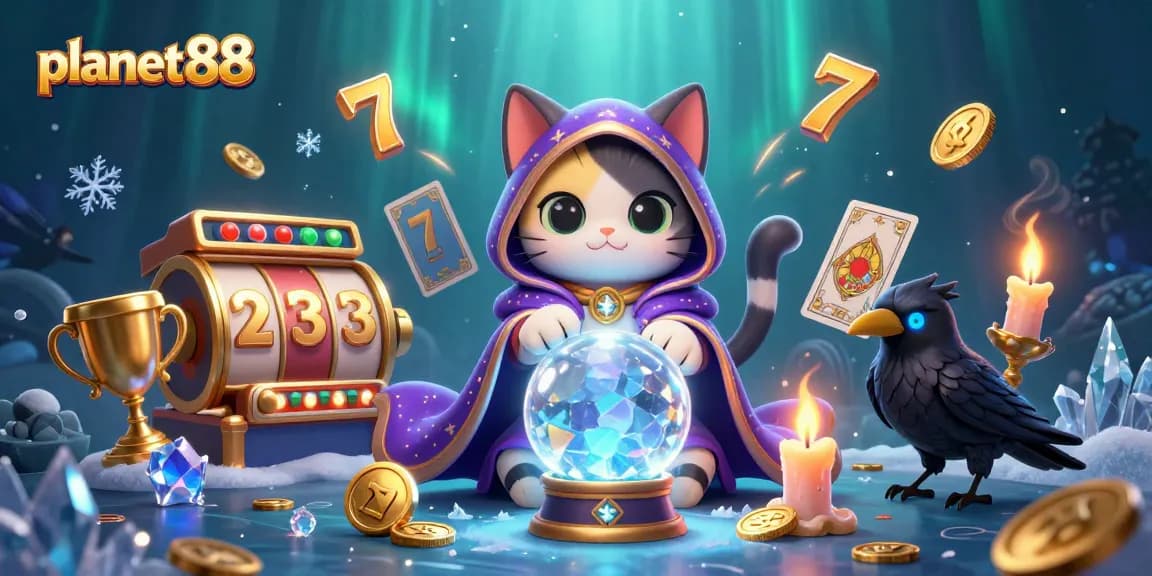 Join the excitement at planet88 with vibrant slot games and mystic characters in an enchanting scene.