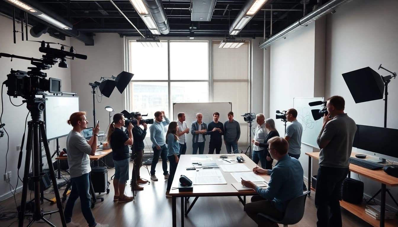 Collaborative staff at Edmonton production companies create engaging content in a dynamic studio environment.