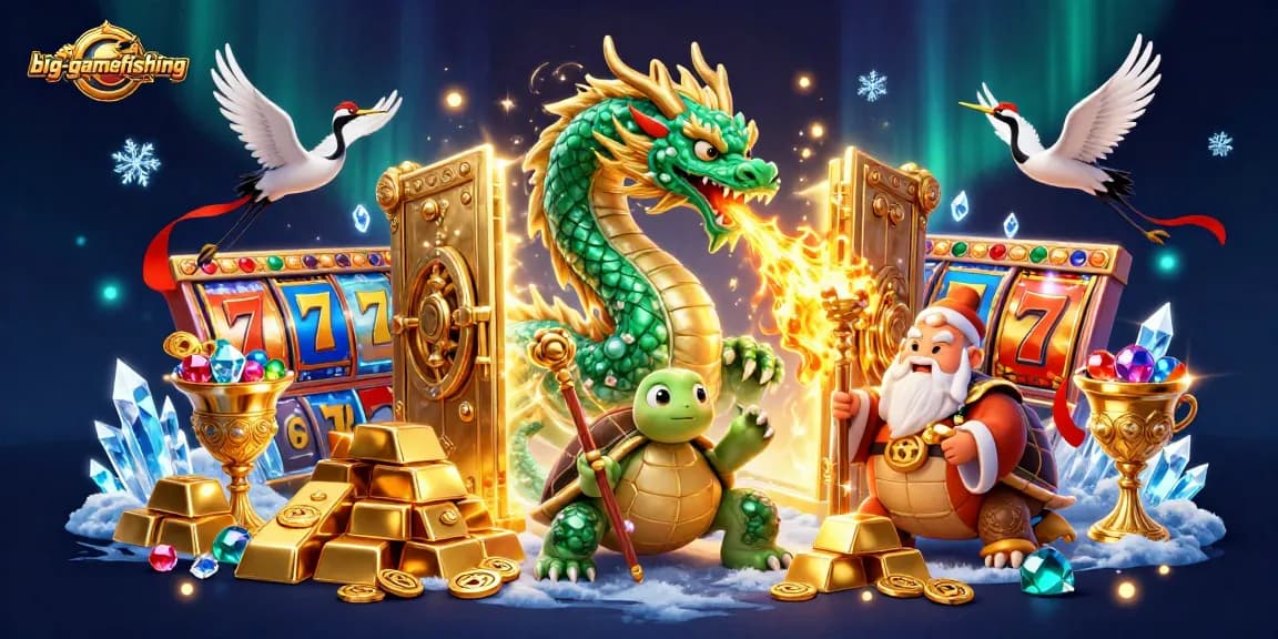 Engage in big-gamefishing action with vibrant slots, treasures, and dynamic characters.