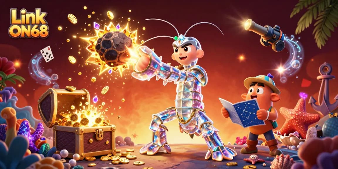Experience thrilling gameplay at Link ON68 with vibrant 3D casino elements and energetic characters.