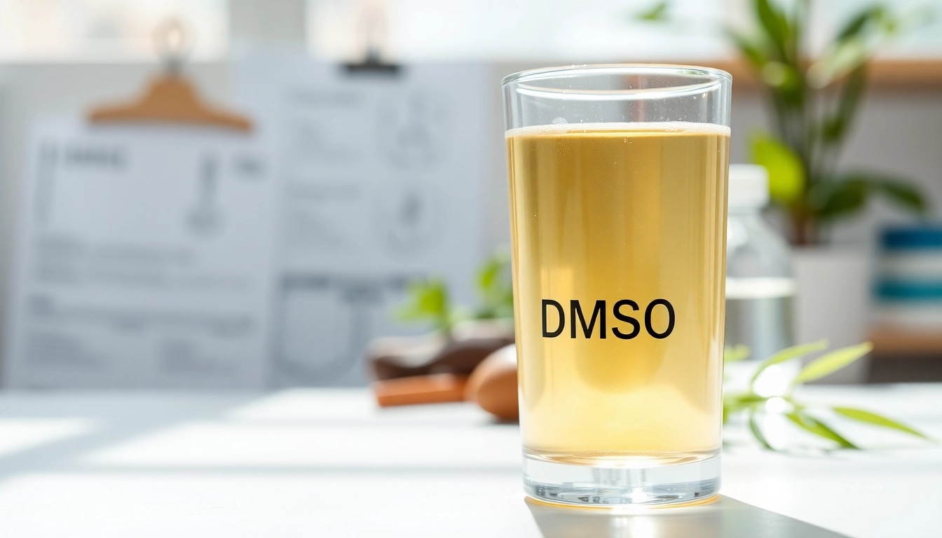 Illustration of benefits of drinking dmso displayed in a professional healthcare setting.
