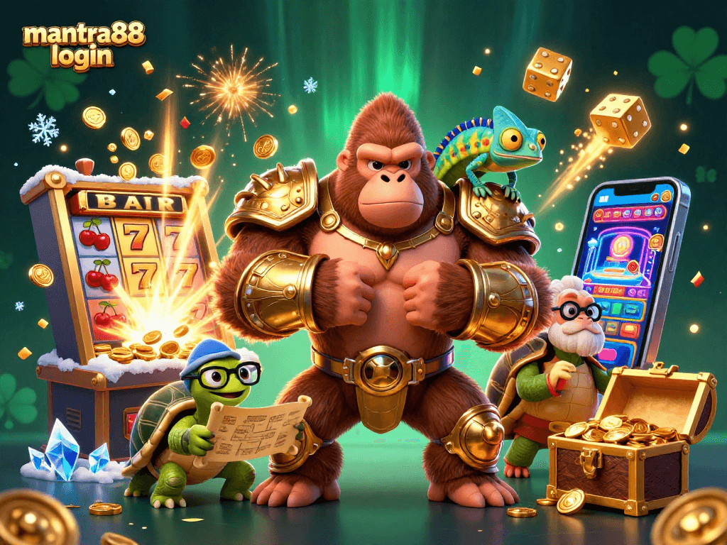 Experience winning moments with mantra88 login in this exciting 3D casino illustration.