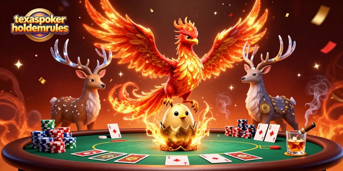 Experience the thrill of texaspokerholdemrules as phoenixes celebrate a high-stakes poker game.