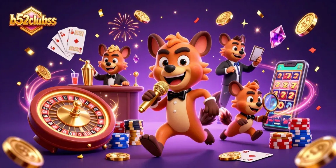 Experience the thrill of b52clubss with lively hyenas in a vibrant casino scene.