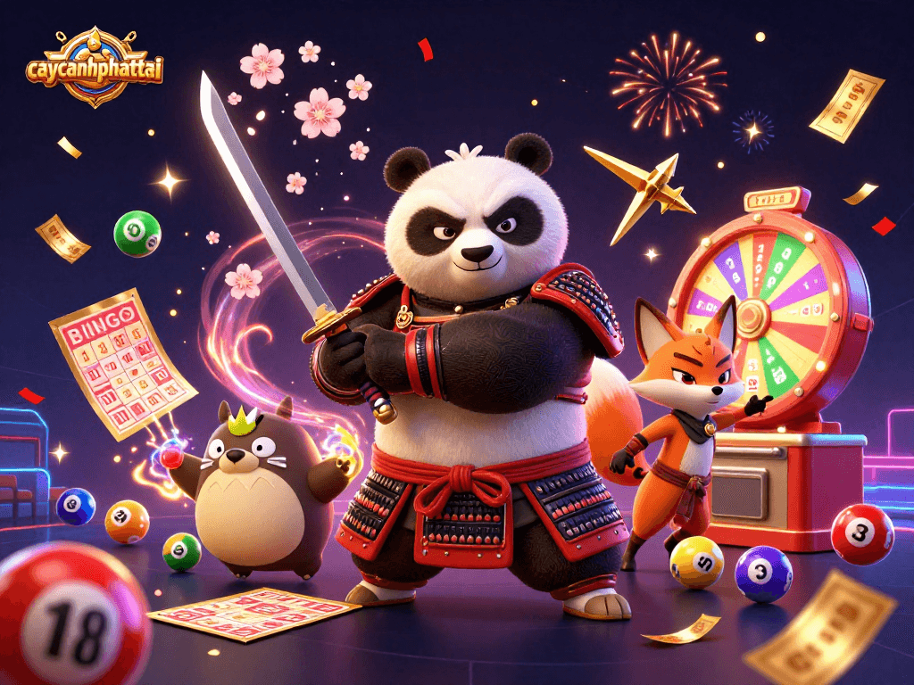 Play the interactive game "caycanhphattai" with dynamic characters surrounded by vibrant casino elements.