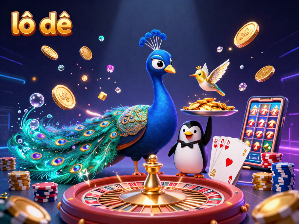 Engage in exciting lô đề gameplay with shimmering treasures and vibrant casino elements.