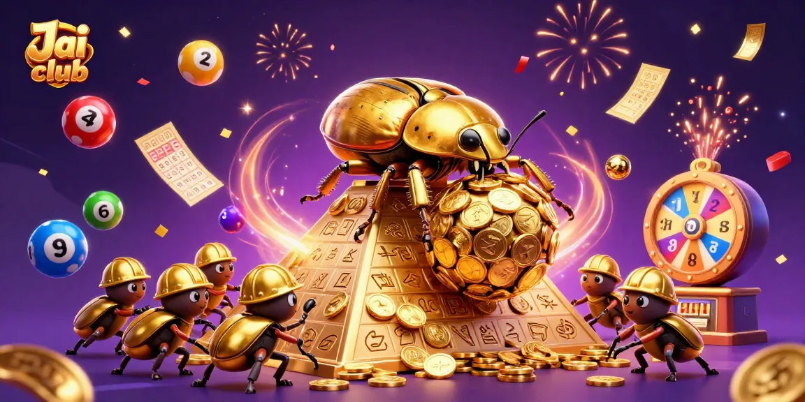 Spin and win at Jai club with vibrant lottery balls, golden coins, and a festive atmosphere.