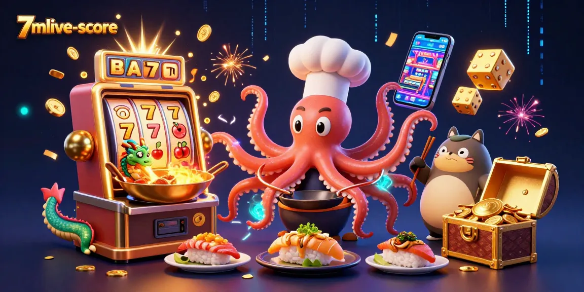 Engage with the lively 3D scene at 7mlive-score, featuring colorful characters and exciting casino elements.