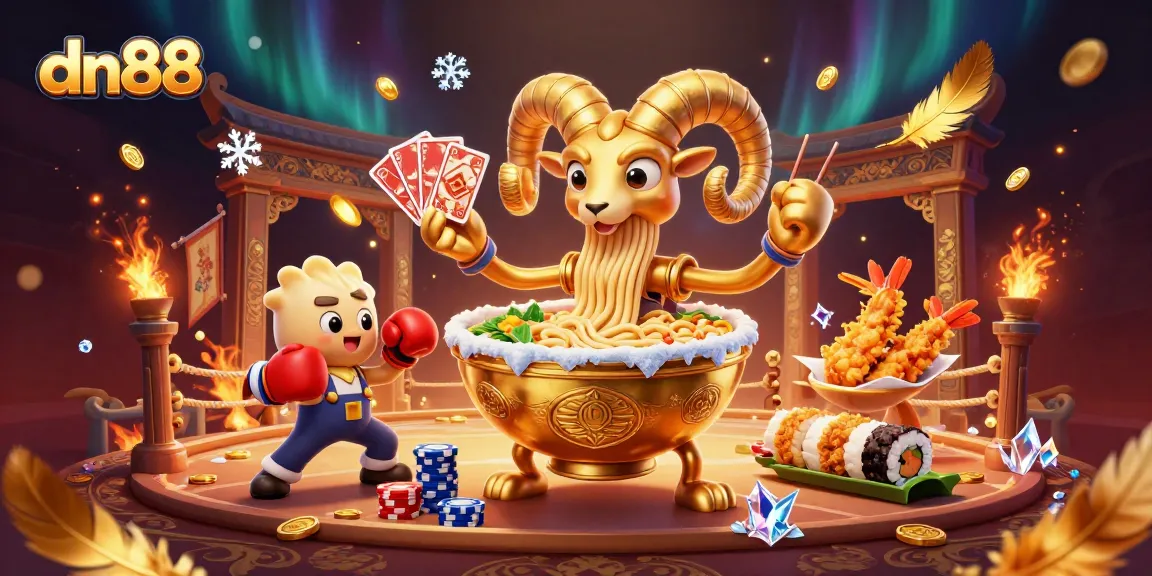 Experience thrilling action at dn88 with a dynamic casino scene featuring colorful animated characters.