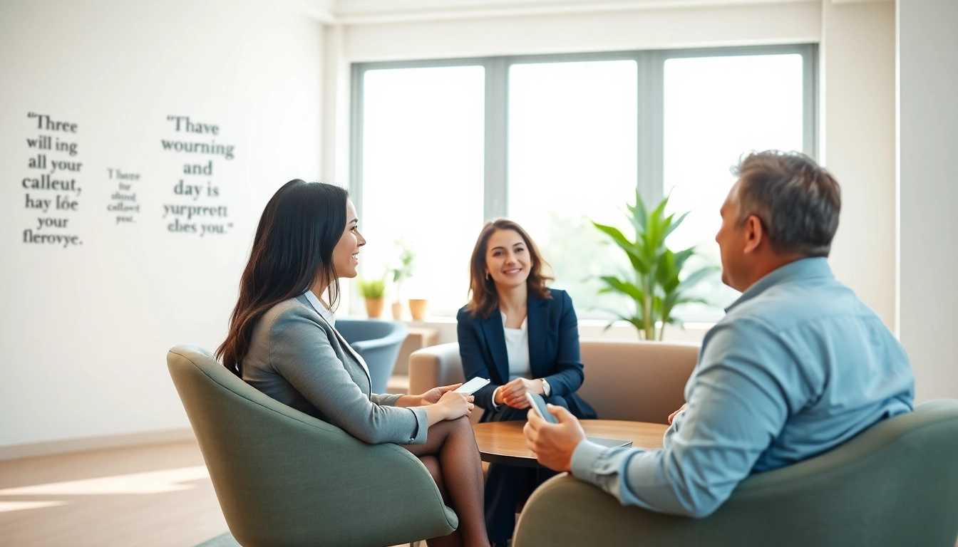 Career coaching session in a bright office with a supportive career coach and client.