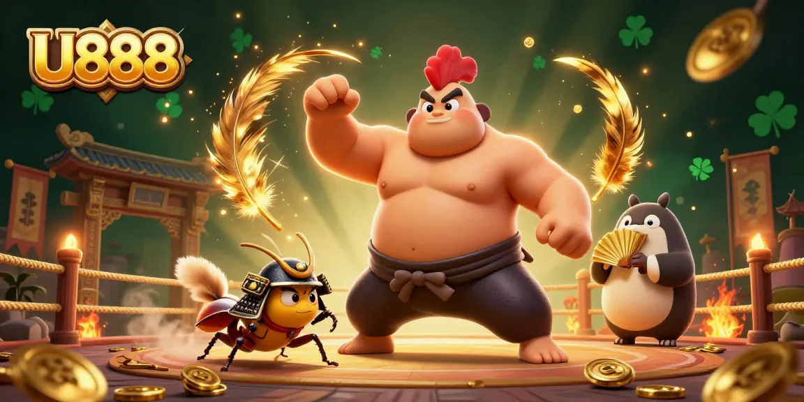 U888 engages players with an exciting sumo-themed gambling showdown featuring unique characters.