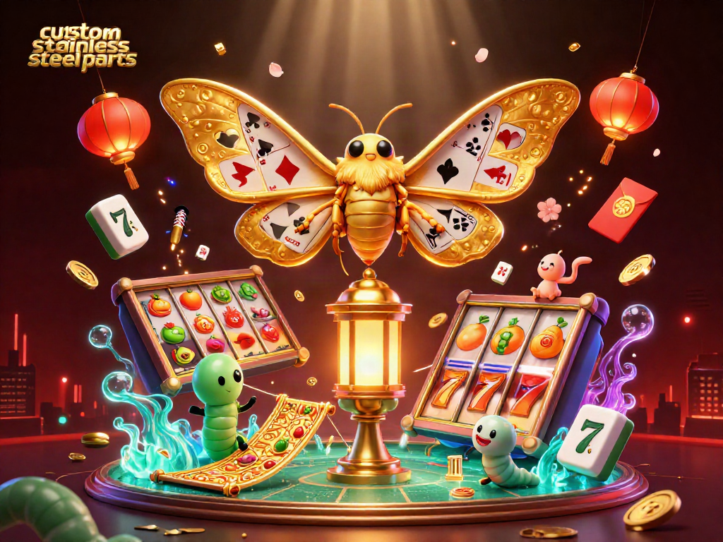 Engage in thrilling gameplay with custom stainless steel parts featured in a vibrant casino-themed 3D scene.