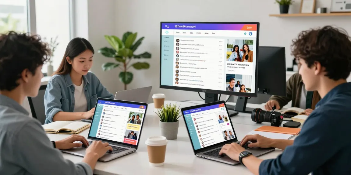 Engaged users exploring local classifieds on bedpersonal in a vibrant workspace.