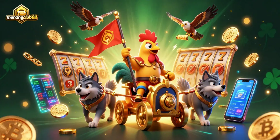 Engage in winning strategies at menangclub88 with vibrant slot reels and a dynamic gaming scene.