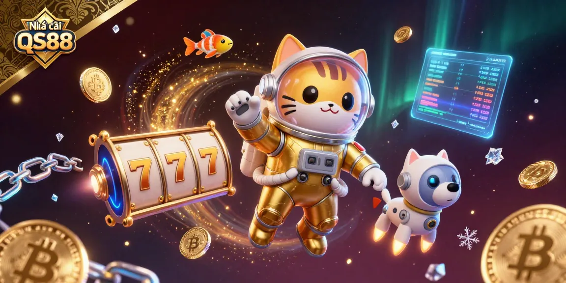 Place your bets at Nhà cái QS88 with vibrant gaming elements in a captivating 3D illustration.