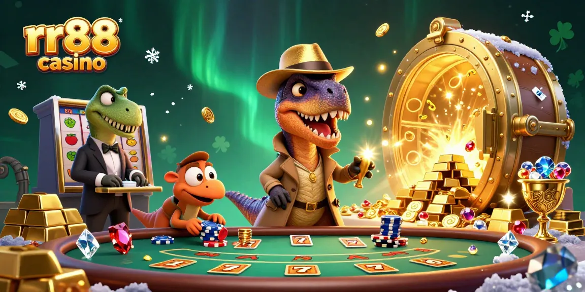 Experience the excitement of rr88 casino with a unique scene of characters at a lively blackjack game.