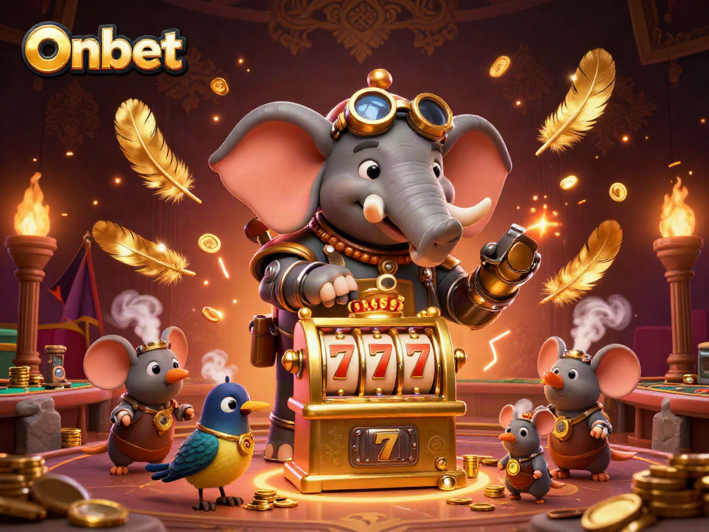Engage with the Onbet steampunk elephant slot machine experience, with dynamic elements and vibrant casino atmosphere.