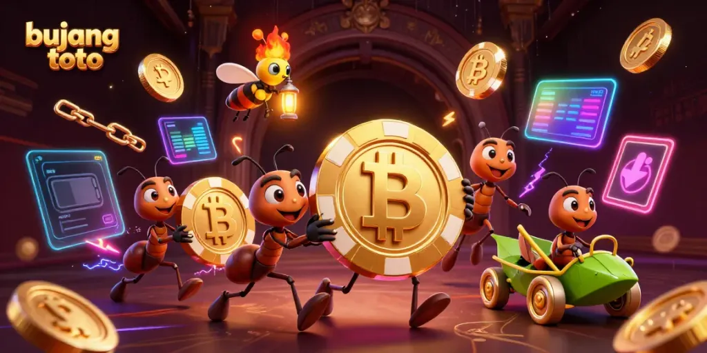Experience the excitement of bujang toto with animated ants on a thrilling heist for golden chips.