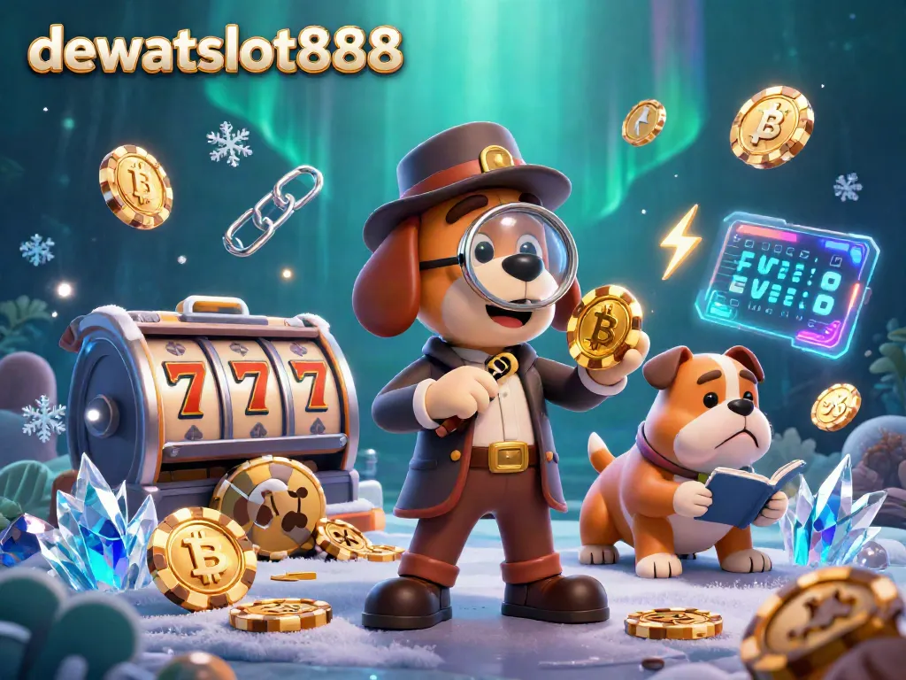 Permainan seru di dewataslot888 dengan detektif memecahkan misteri chip poker dan simbol slot.