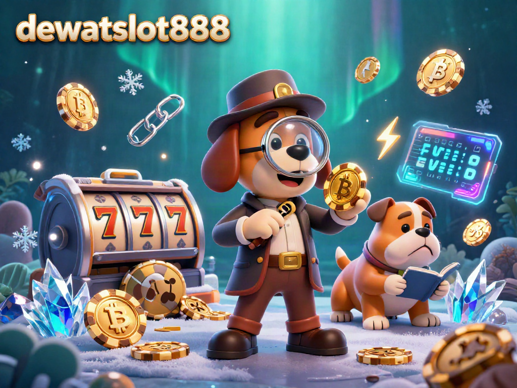 Permainan seru di dewataslot888 dengan detektif memecahkan misteri chip poker dan simbol slot.