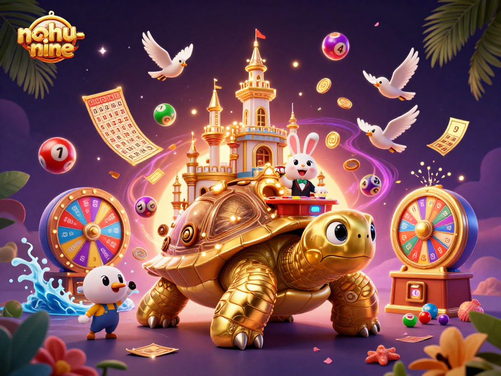 Nohou-nine delivers excitement with a dynamic illustration featuring a golden tortoise leisure casino scene.
