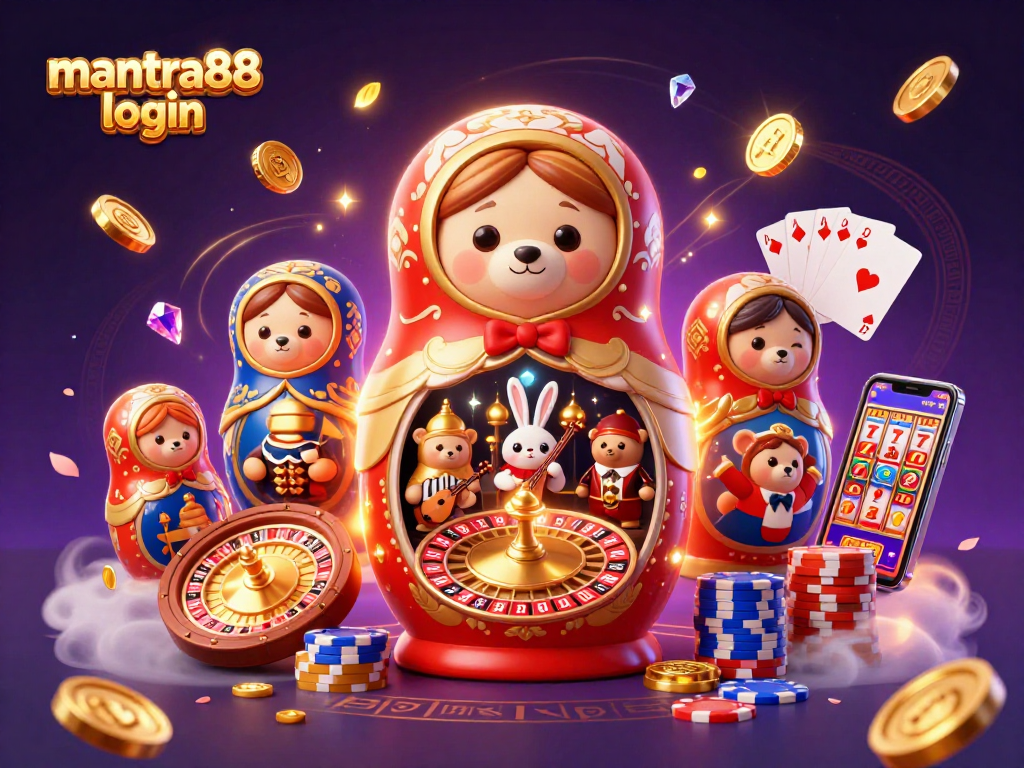 Experience the excitement of mantra88 login with vibrant casino elements and engaging characters in this dynamic illustration.