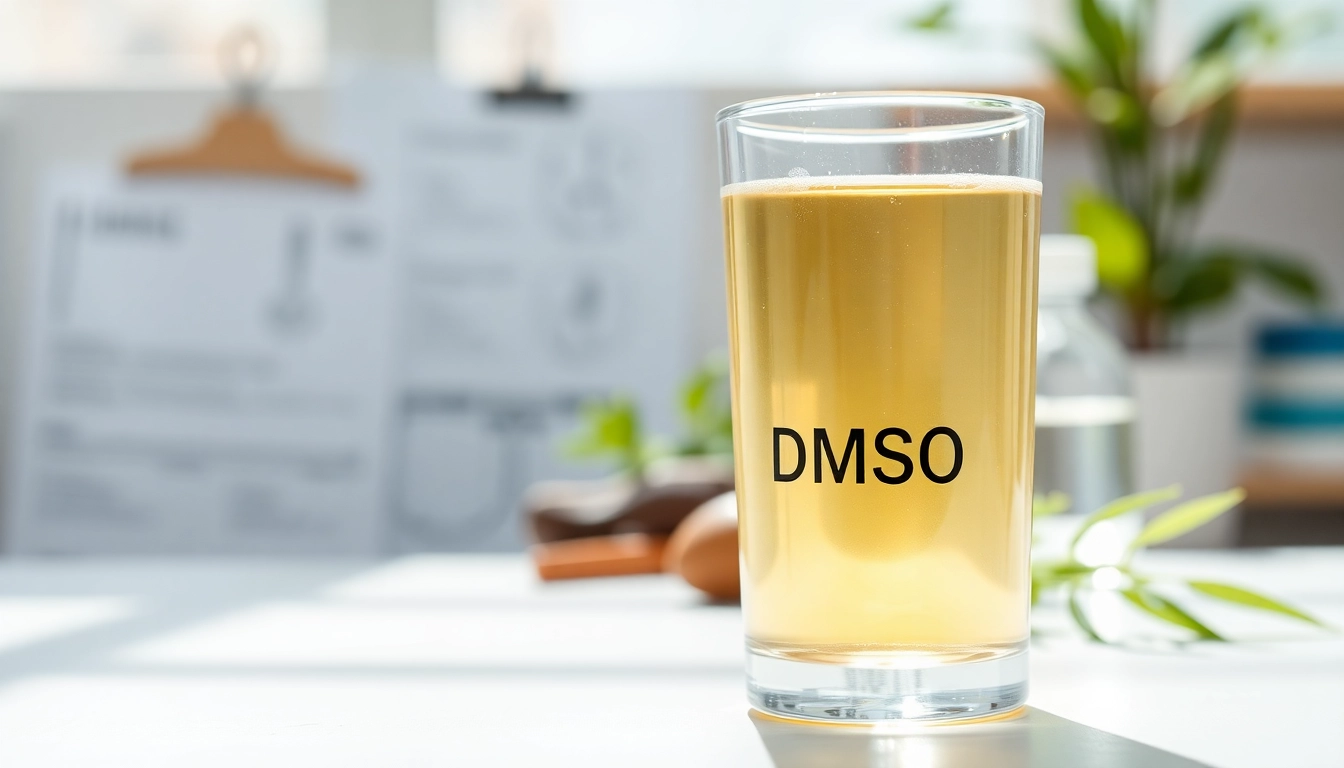 Illustration of benefits of drinking dmso displayed in a professional healthcare setting.
