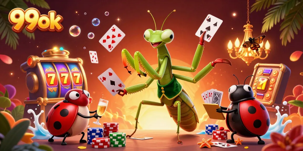 99ok players enjoy immersive slots magic with a vibrant mantis dealer and ladybug pit boss.