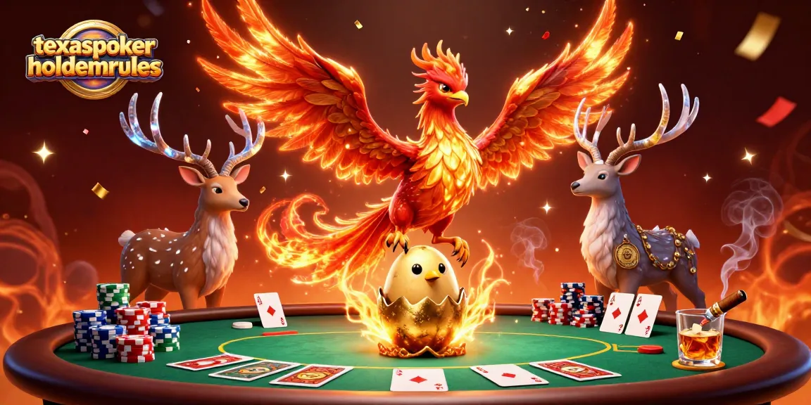 Experience the thrill of texaspokerholdemrules as phoenixes celebrate a high-stakes poker game.