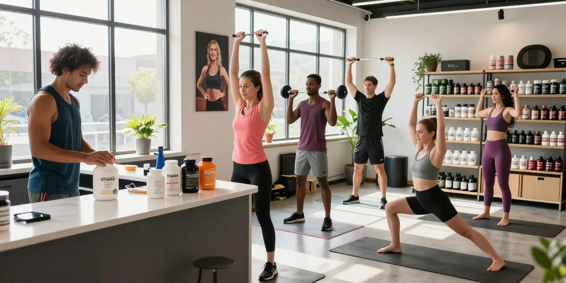 Driada Shop showcasing high-quality health products in an energetic fitness environment.
