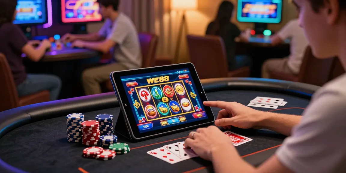 Engaged player enjoying we88 PGSLOT in an online casino setting.