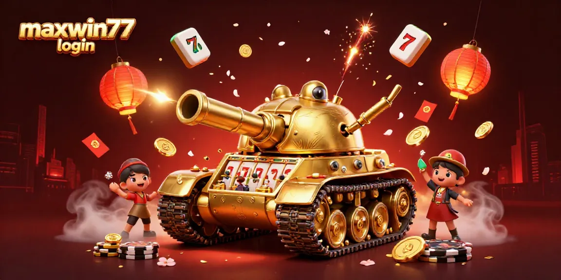 Experience the excitement of maxwin77 login with a vibrant casino-themed 3D illustration.