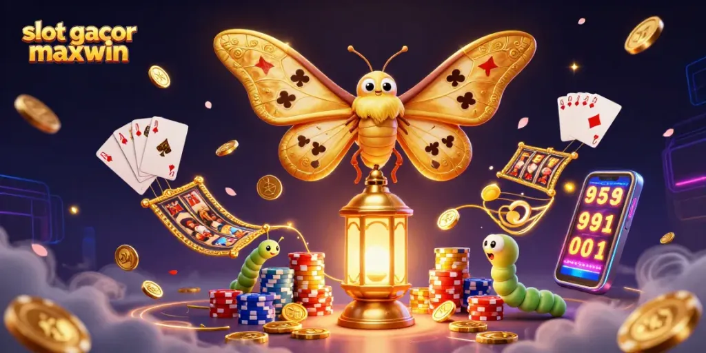 Menang besar dengan slot gacor maxwin, ilustrasi 3D kasino penuh detail dan kemewahan.