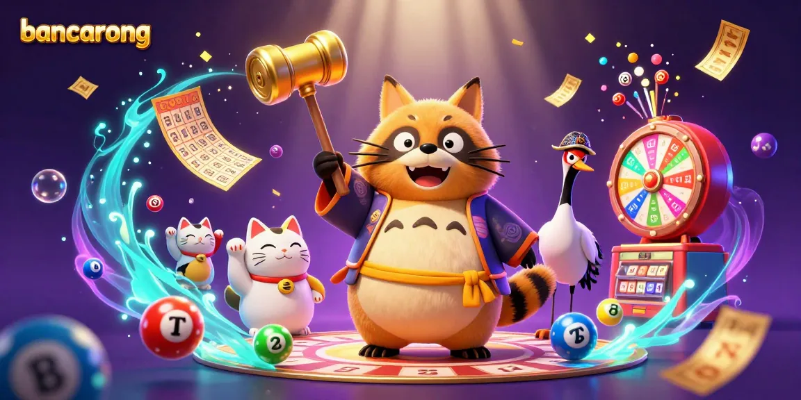 Bancarong showcases an engaging gambling scene with a cheerful tanuki, samurai crane, and waving fortune cats.
