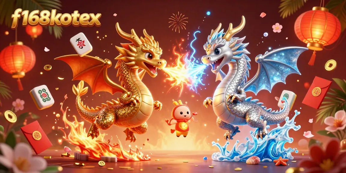 Engage with f168kotex through thrilling dragons and vibrant casino elements in a dynamic 3D scene.