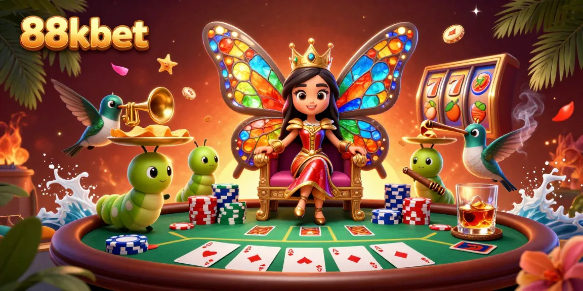 Experience winning strategies at 88kbet with this vibrant 3D illustration showcasing an engaging casino scene.