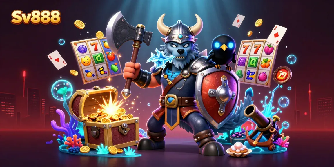 Experience the thrill of Sv888's immersive casino gameplay with vibrant 3D characters and dynamic slot elements.