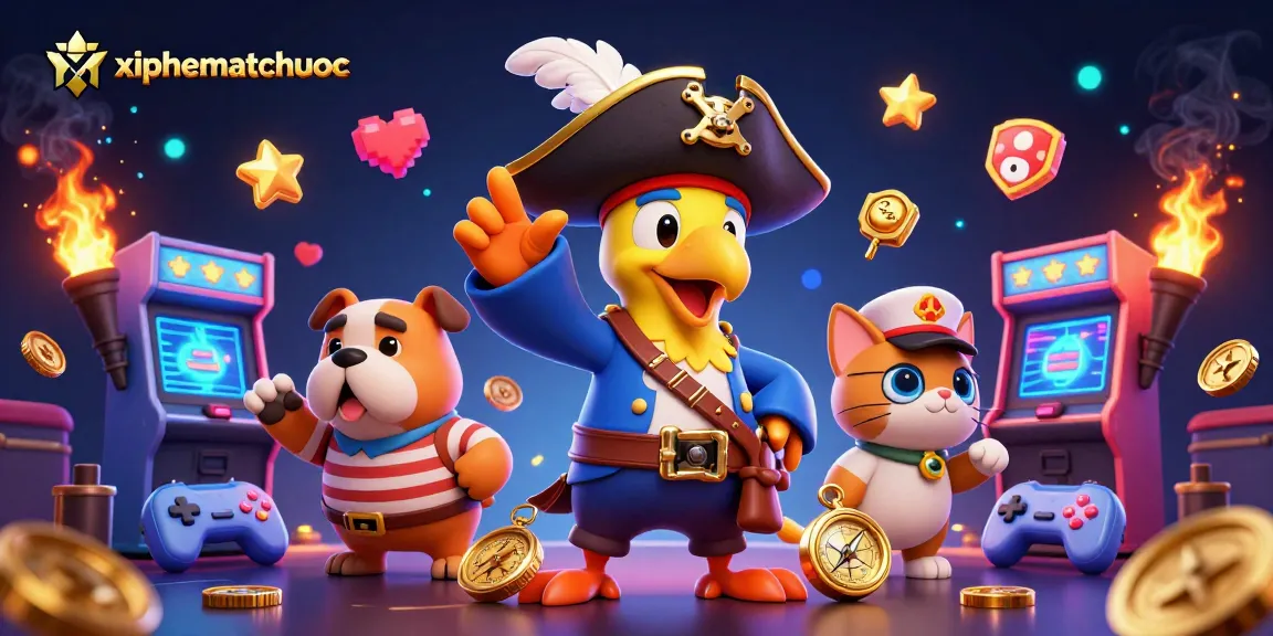xiphematchuoc pirates strategize at casino arcade, showcasing vibrant gaming elements.