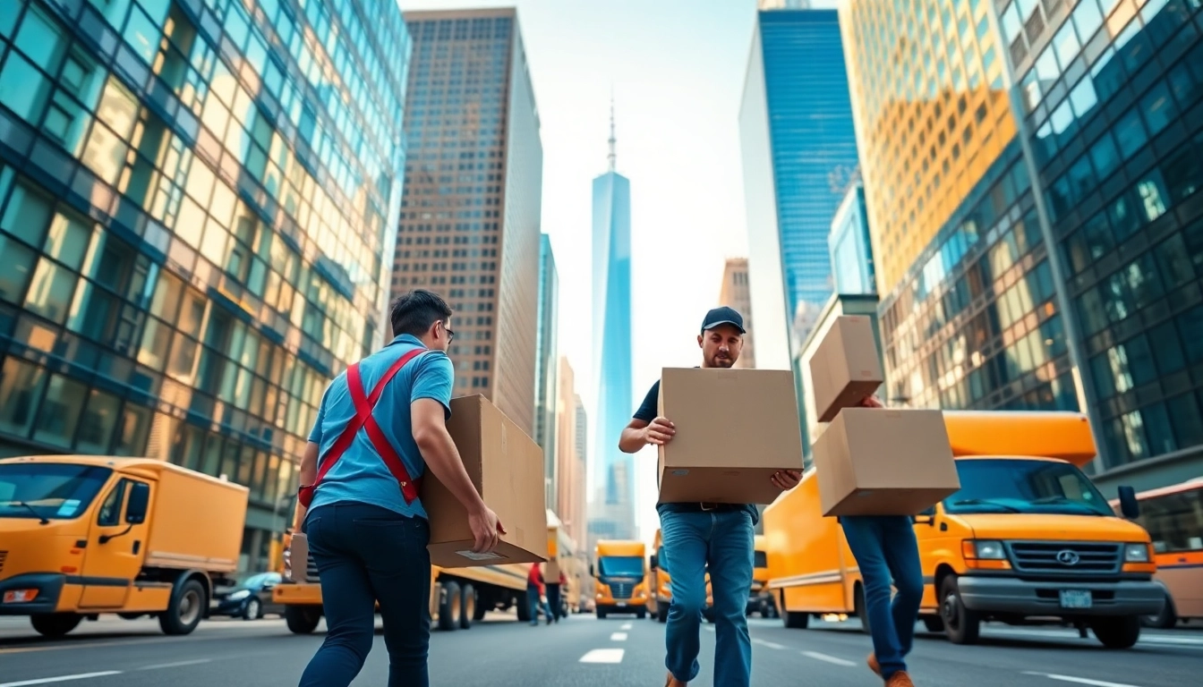 Movers expertly assisting in new york moving amidst the urban landscape of NYC.