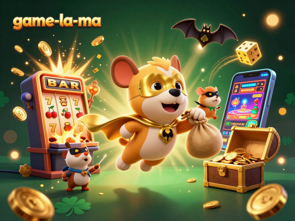 game-la-ma captures the thrill of jackpot wins with a superhero dog and his hamster sidekick