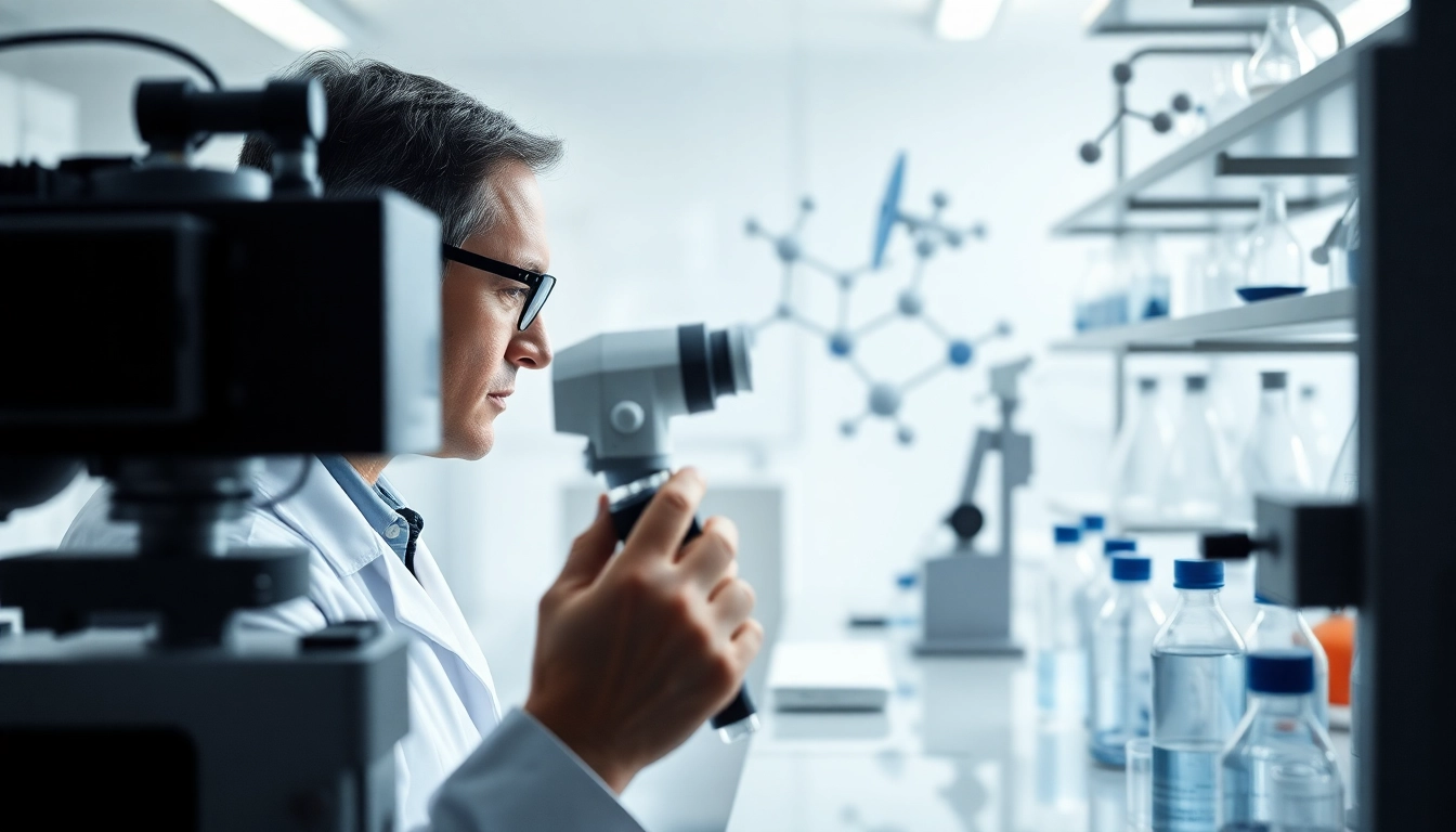 Peptidology investigation featuring a scientist in a high-tech laboratory.