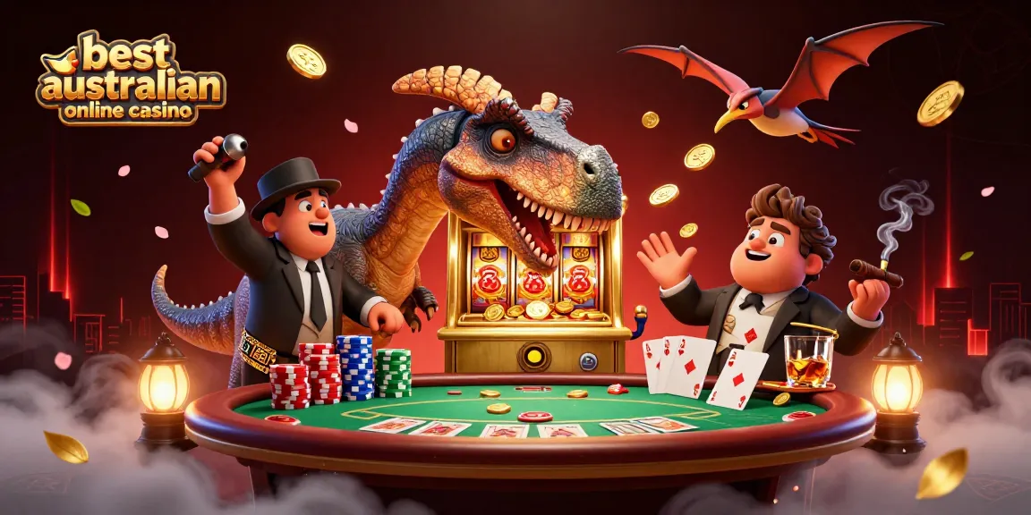 Exciting moment at the best australian online casino as a pachycephalosaurus hits a slot machine jackpot.