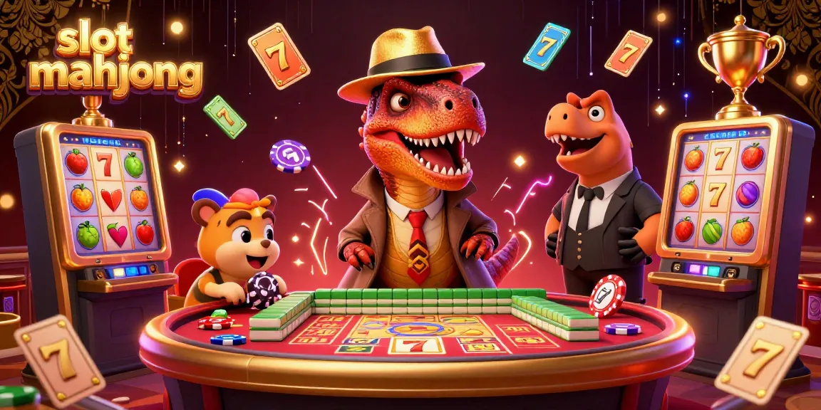 Engage with slot mahjong at a vibrant table hosted by fun dinosaur characters.