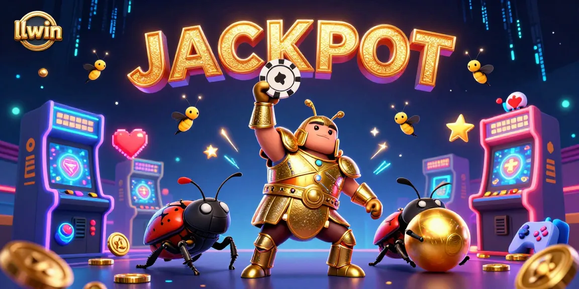 Win big at llwin with a colorful 3D casino illustration showing vibrant beetle characters and game elements.