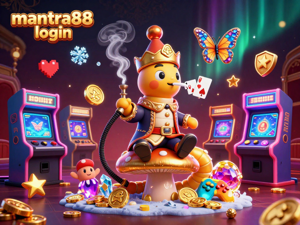 Experience seamless gameplay with mantra88 login in this vibrant 3D casino illustration.