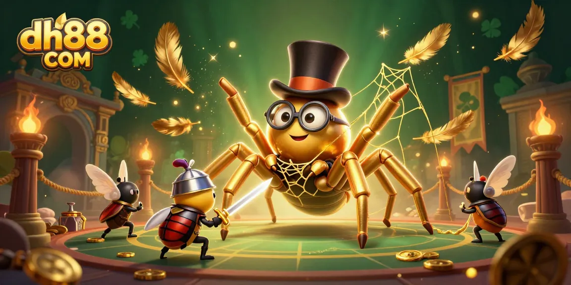 Engage with thrilling gameplay at dh88 COM featuring a golden tarantula and brave beetle knight.